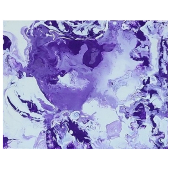 Hand Crafted Purple and White Abstract Design 11x14 Inches Canvas Painting - Picture 3 of 4